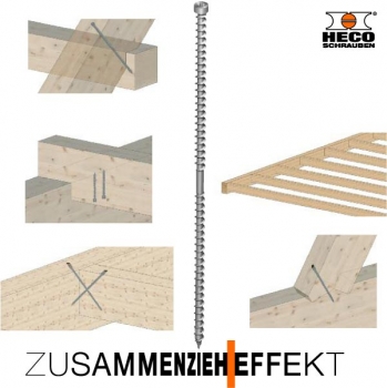HECO Topix CombiConnect Holzbauschraube 6,5 x 100 mit Zylinderkopf, 100 Stück
